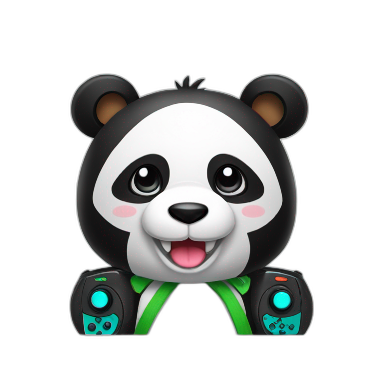 gamer panda happy emoji