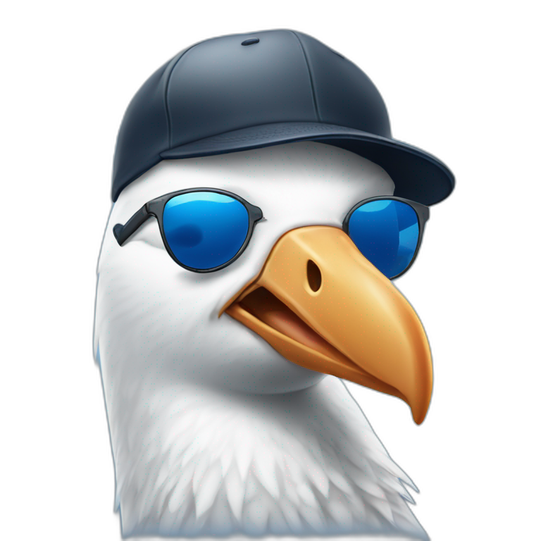 Albatross with sunglasses and a baseball cap emoji