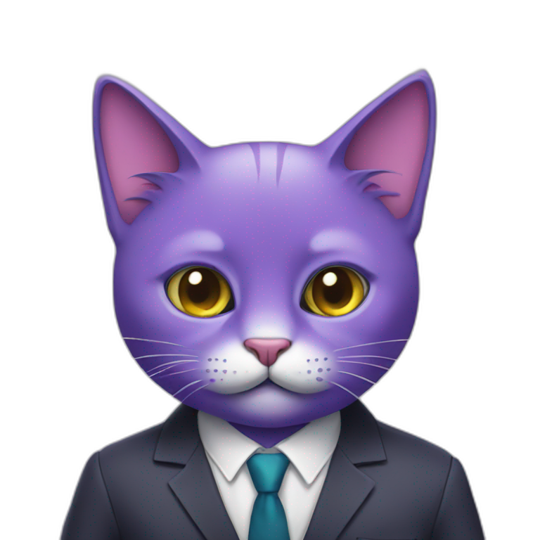 Purple cat in a suit emoji