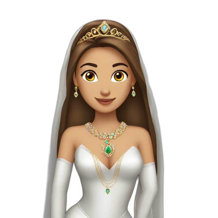princess arab brown hair jewerlery emoji