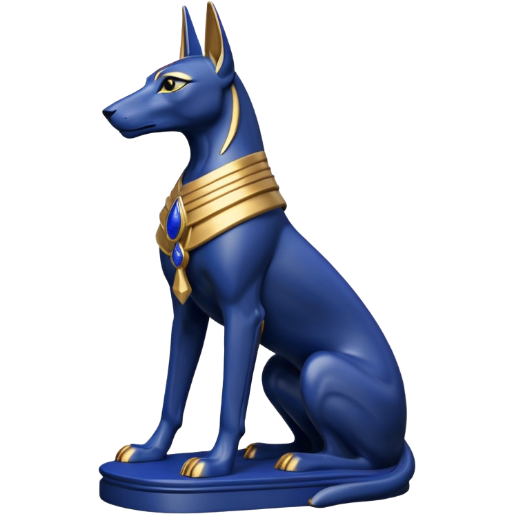 Regal Black, gold, and details of lapis anubis statue posed Sticker