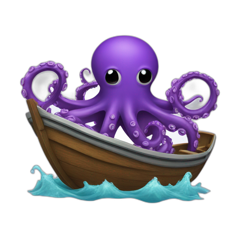 purple octopus crushing boat emoji