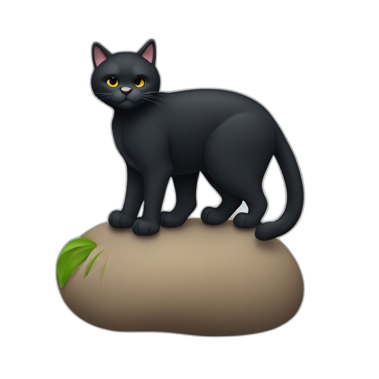 Big black cat with Big foot emoji