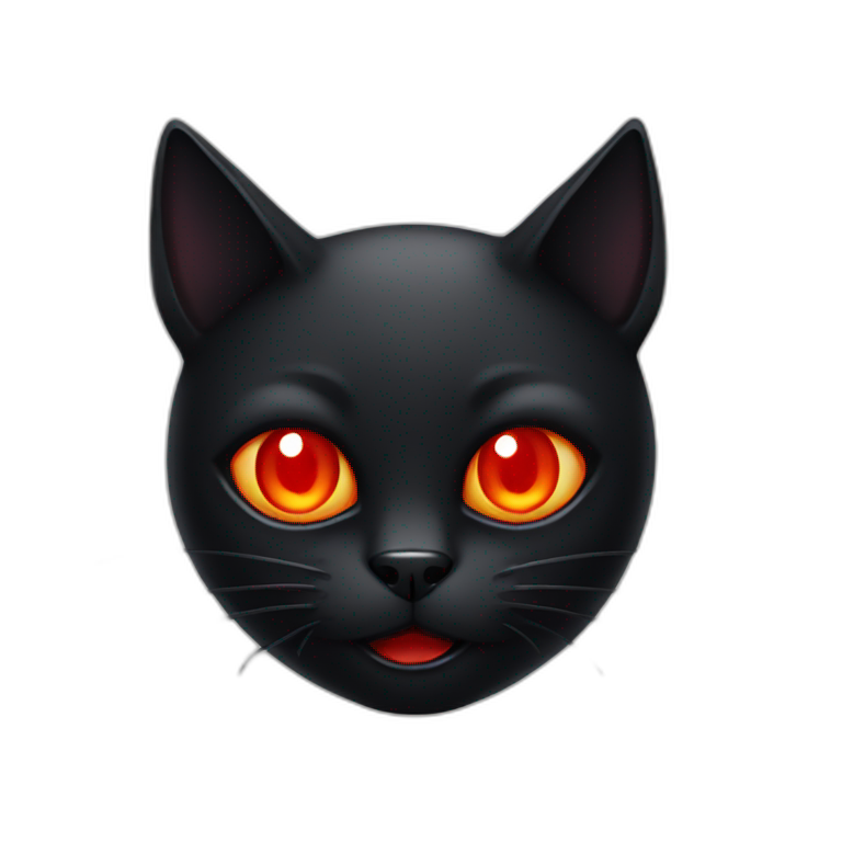 Devil black cat with red eyes emoji