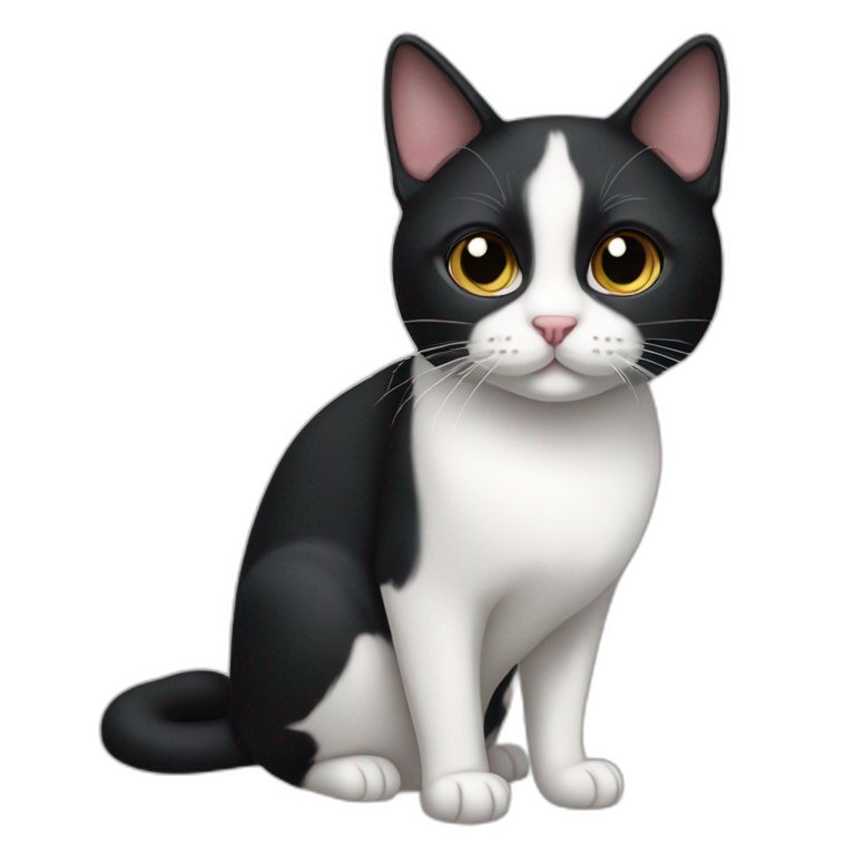 tuxedo cat with only half left ear emoji