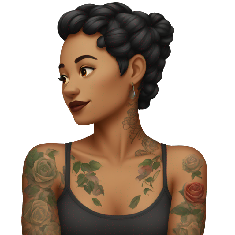 Woman wearing tattoos on her arms  emoji