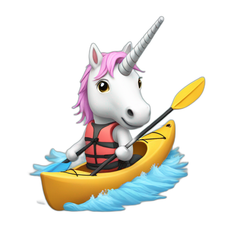 a kayaking unicorn emoji