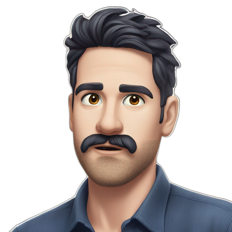 confident bearded man in black shirt emoji