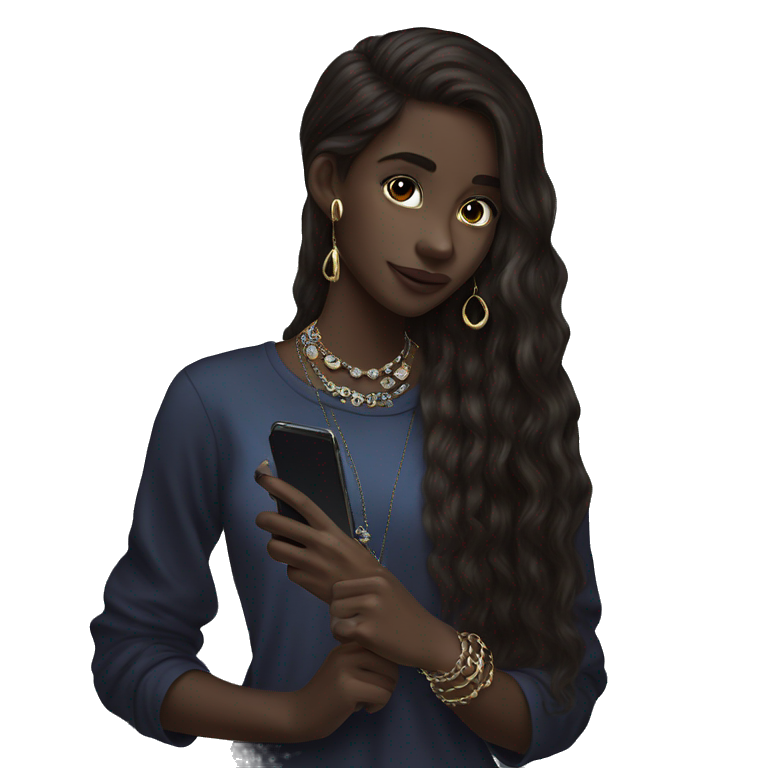 "dark skin girl holding phone" emoji