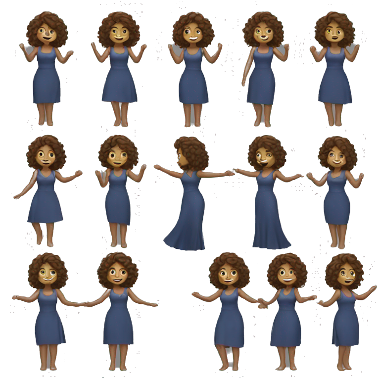 Woman (full-body) (hands raised) (wavy hair) emoji