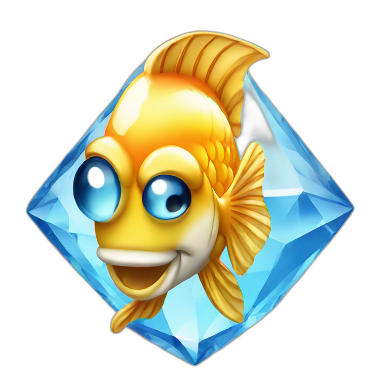 Gold and diamond fish crystal jewel emoji