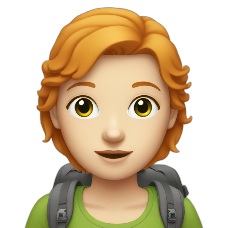 Ginger White girl with green eyes, travelling with map and backpack emoji
