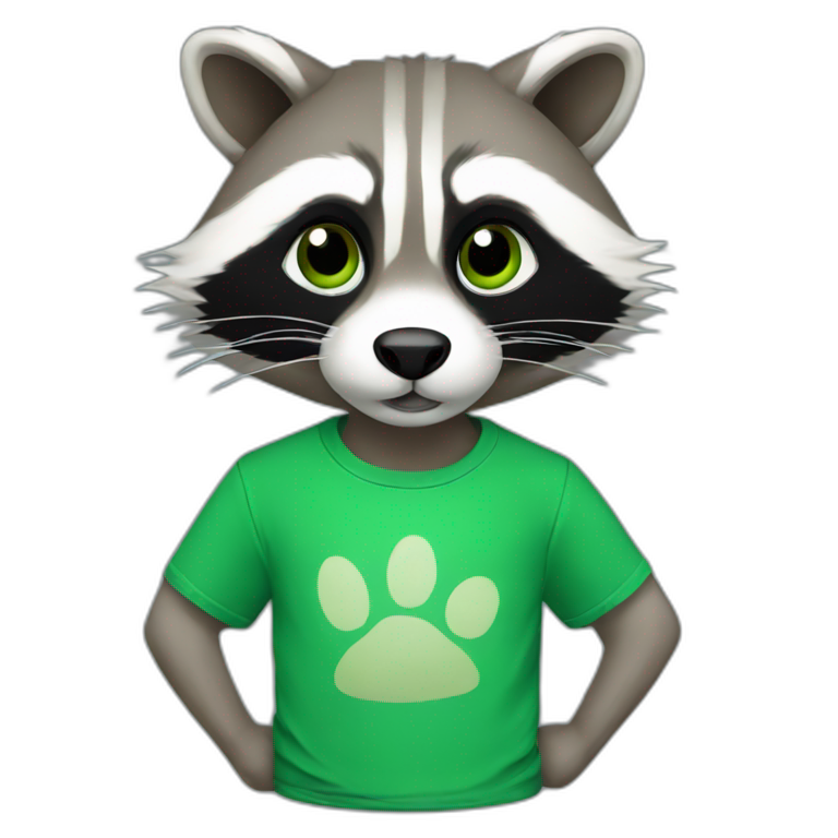 Raccoon in green tshirt emoji