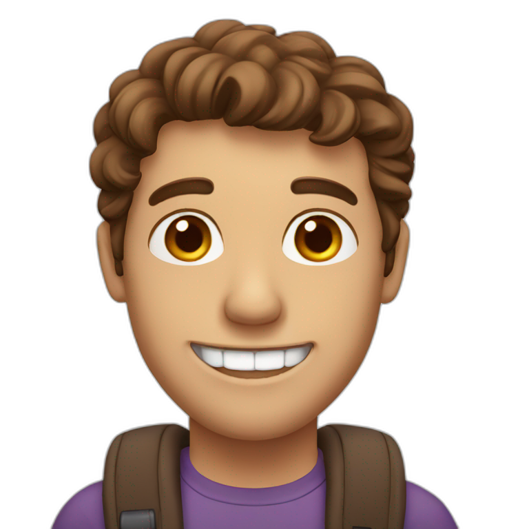 brown hair man smiling with missing teeth emoji