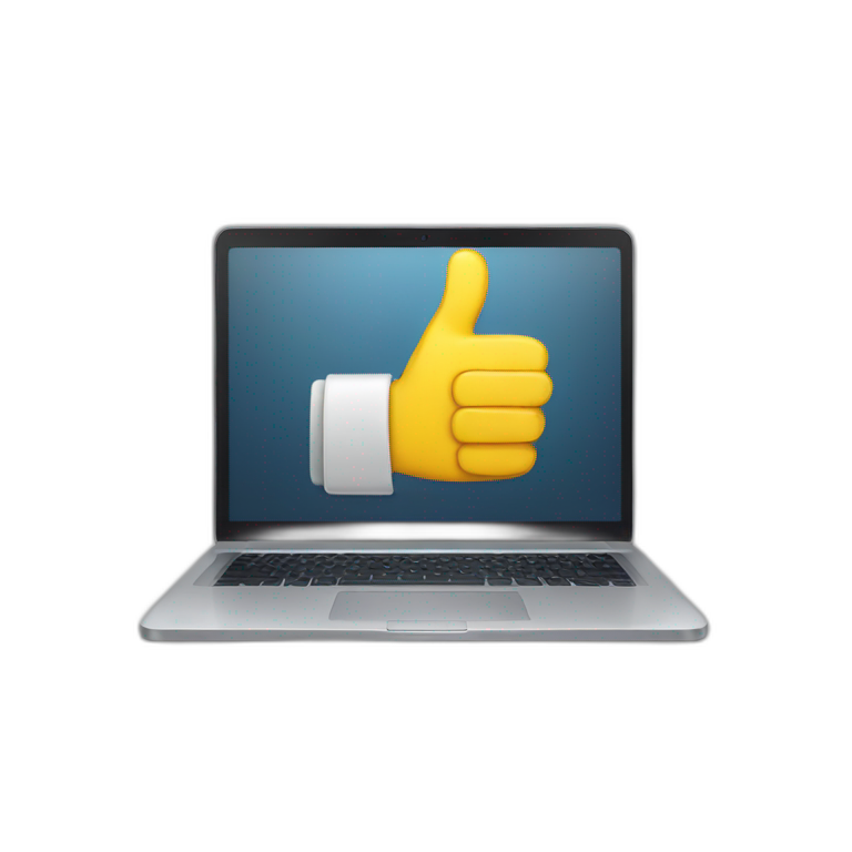 laptop thumbs up emoji