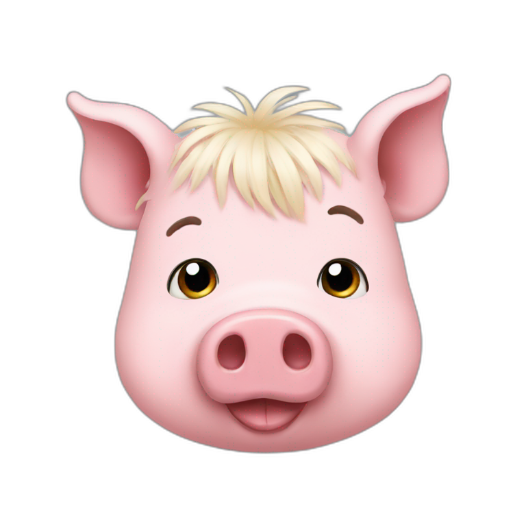 Pig with hair emoji