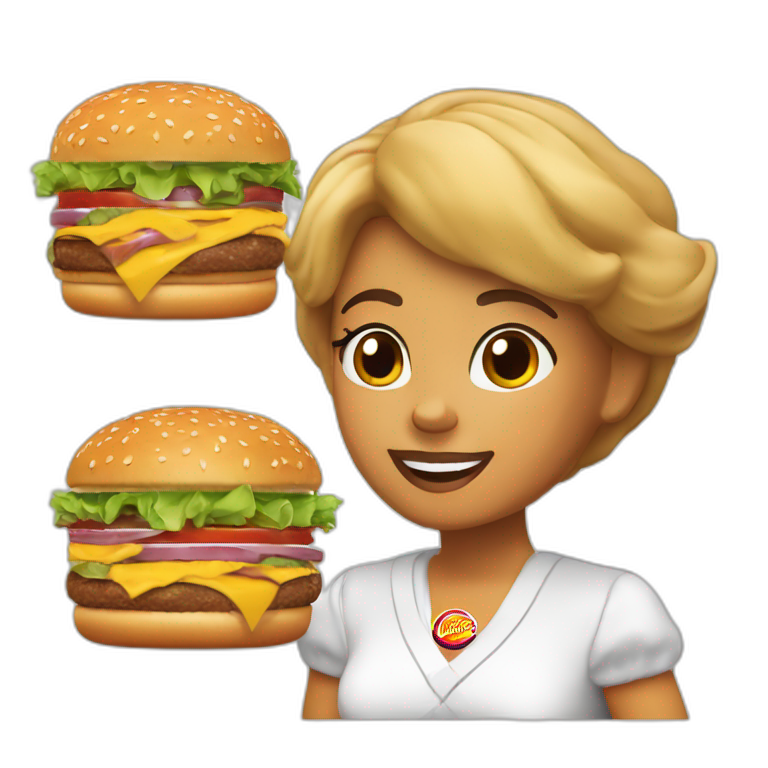 Miss réunion qui mange un burger king emoji