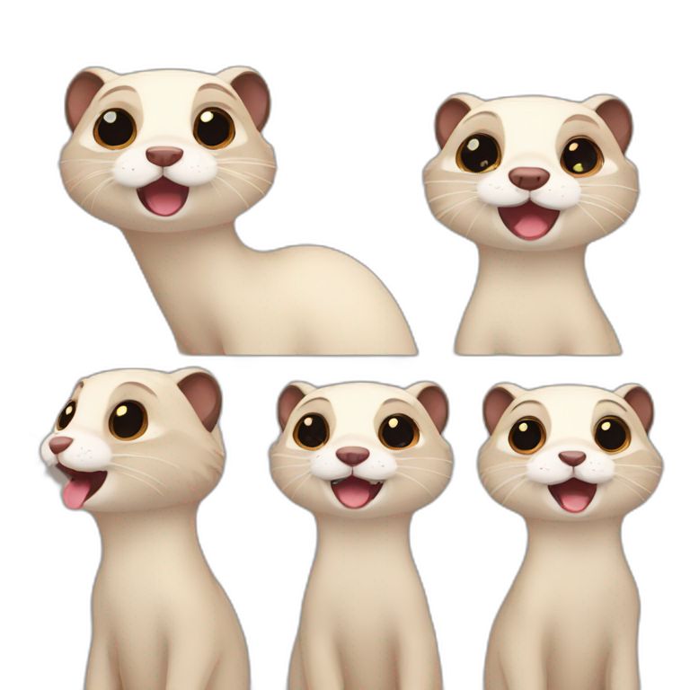 Ferrets with different emotions emoji
