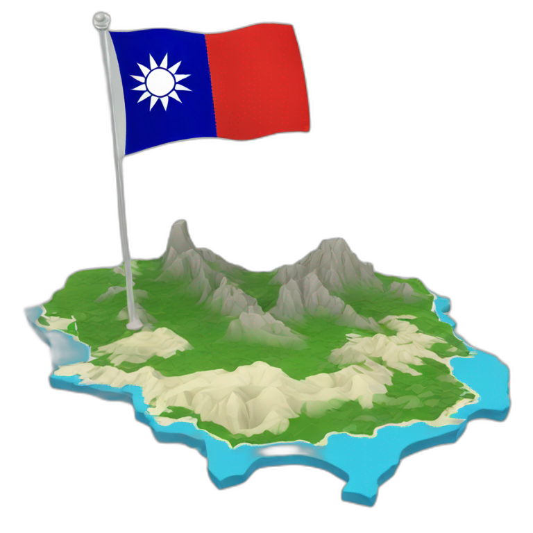 Taiwan map and flag in 3 dimensions emoji