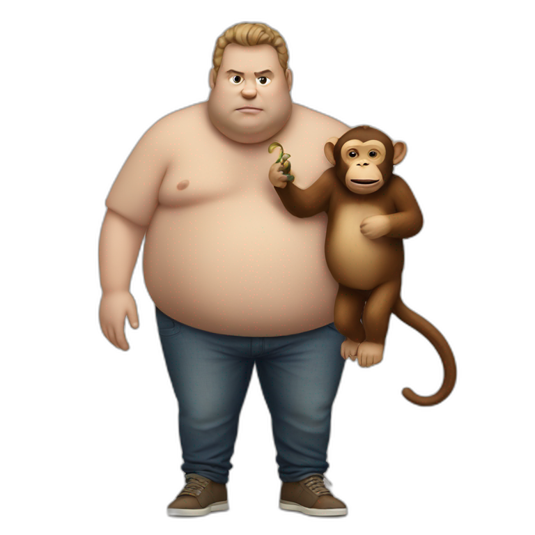 fat man with a monkey emoji