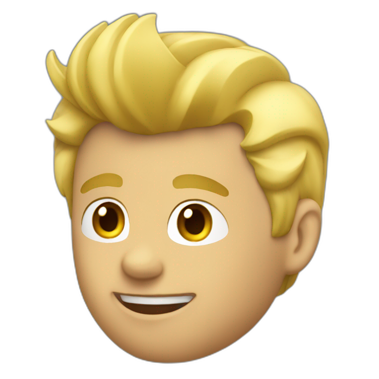 Man wearing Apple logo shirt with blonde faux hawk hair working in QA emoji