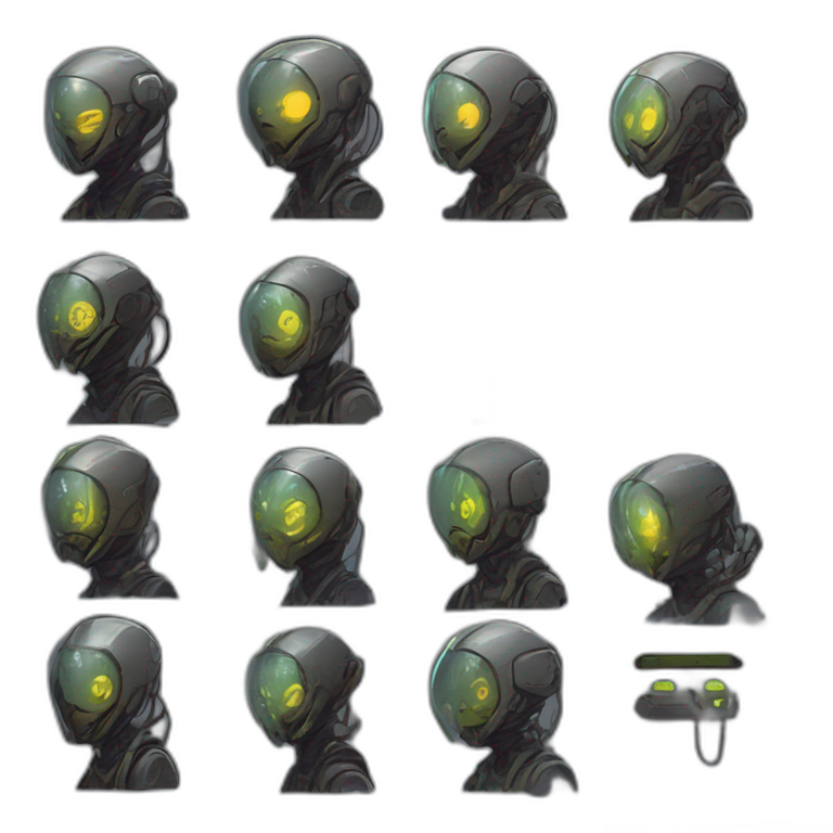 cyberpunk alien character desing scifi roguelike rpg style inspired by slay the spire digital art emoji