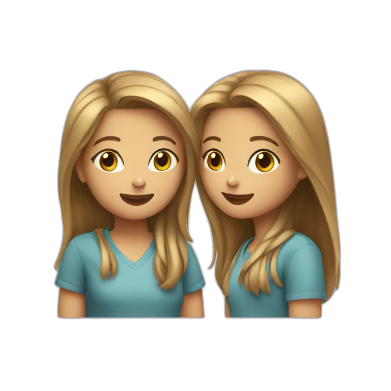 Two girls talking emoji