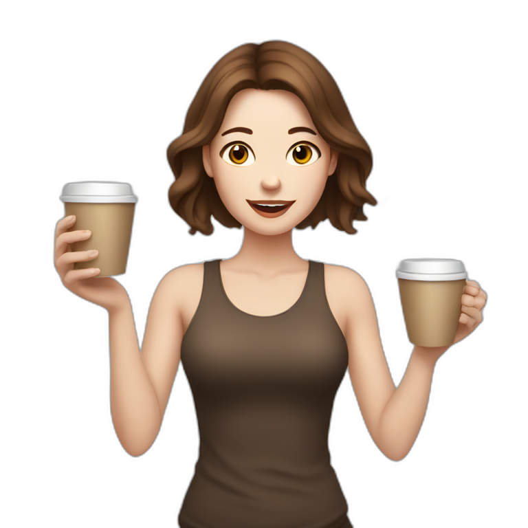 woman with brown hair and pale skin juggling with coffee cups emoji