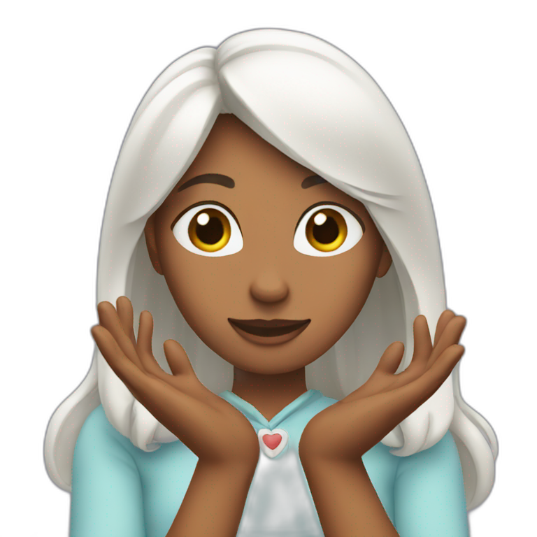 Woman making a heart with her hands emoji