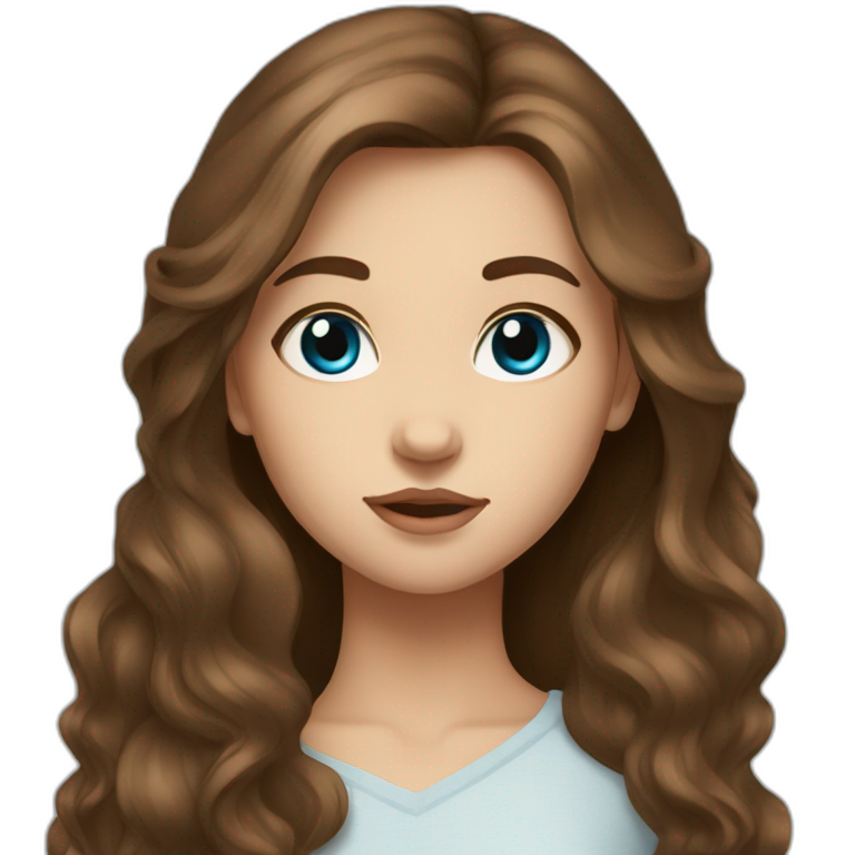Russian girl bleu eye and long brown hair emoji