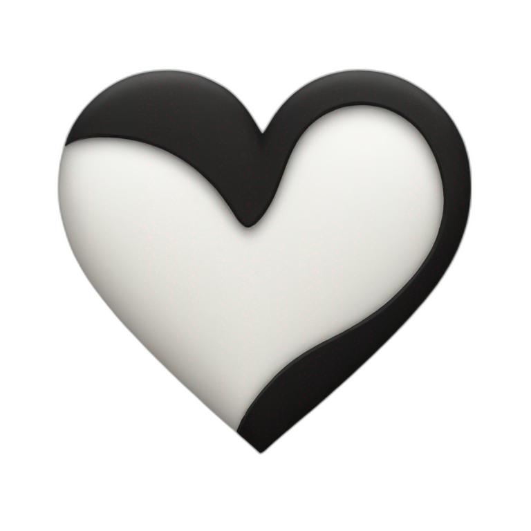 Half white half black heart emoji