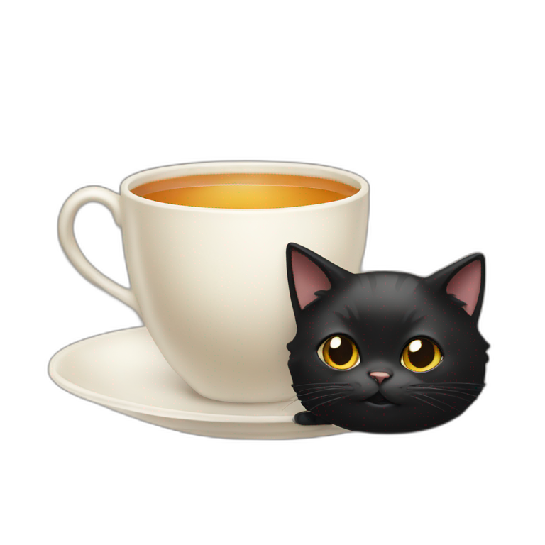 black cat woth tea emoji