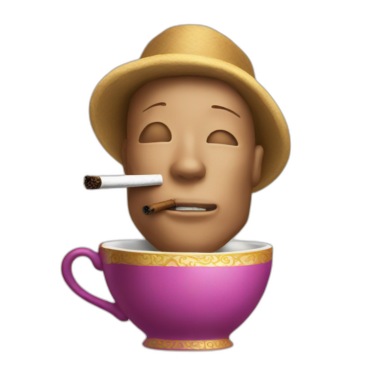 a teacup smoking a cigar emoji