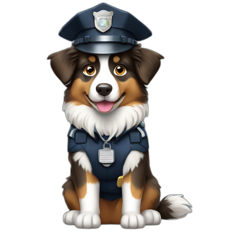 australian Shepherd in Police Uniform sitting emoji