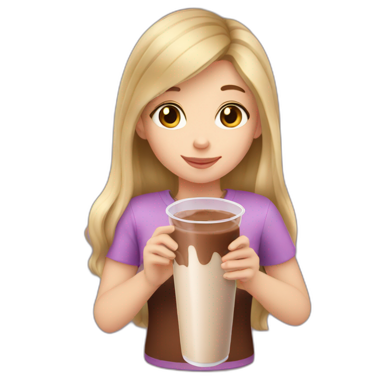 Dark Blonde hair Girl drinking chocolate milk emoji