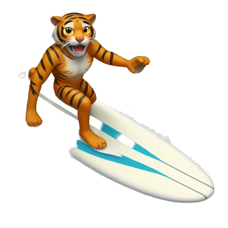 Surfing tiger emoji | AI Emoji Generator