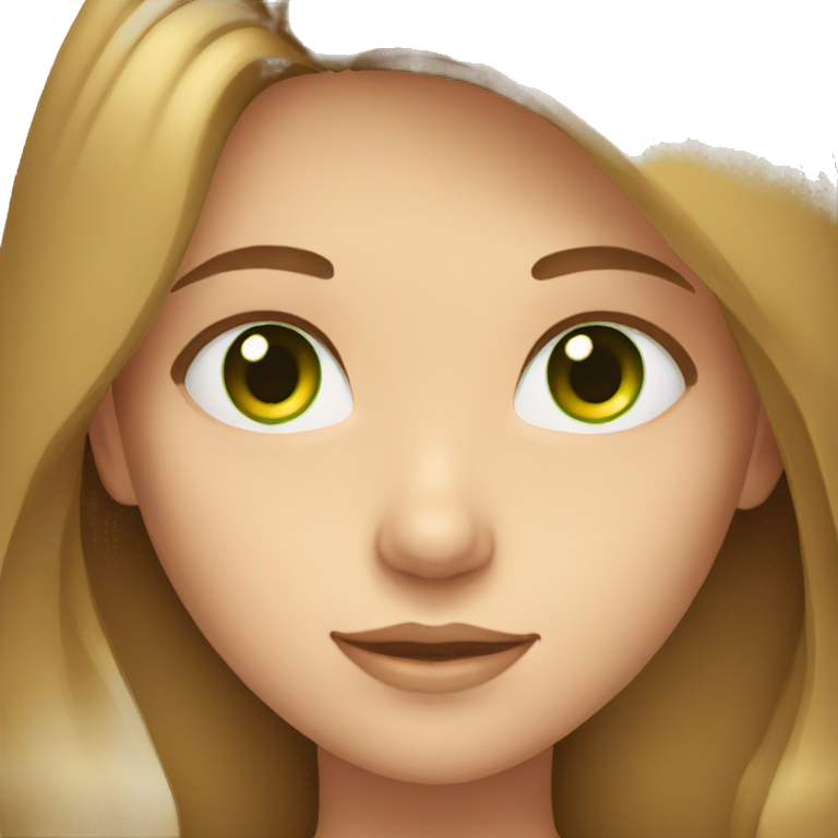 Girl with light brown long hair, green eyes emoji