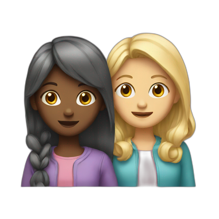 two girls talking emoji
