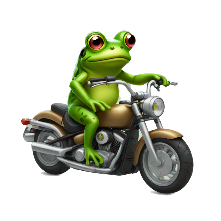 Frog with spectacles on motorbike emoji