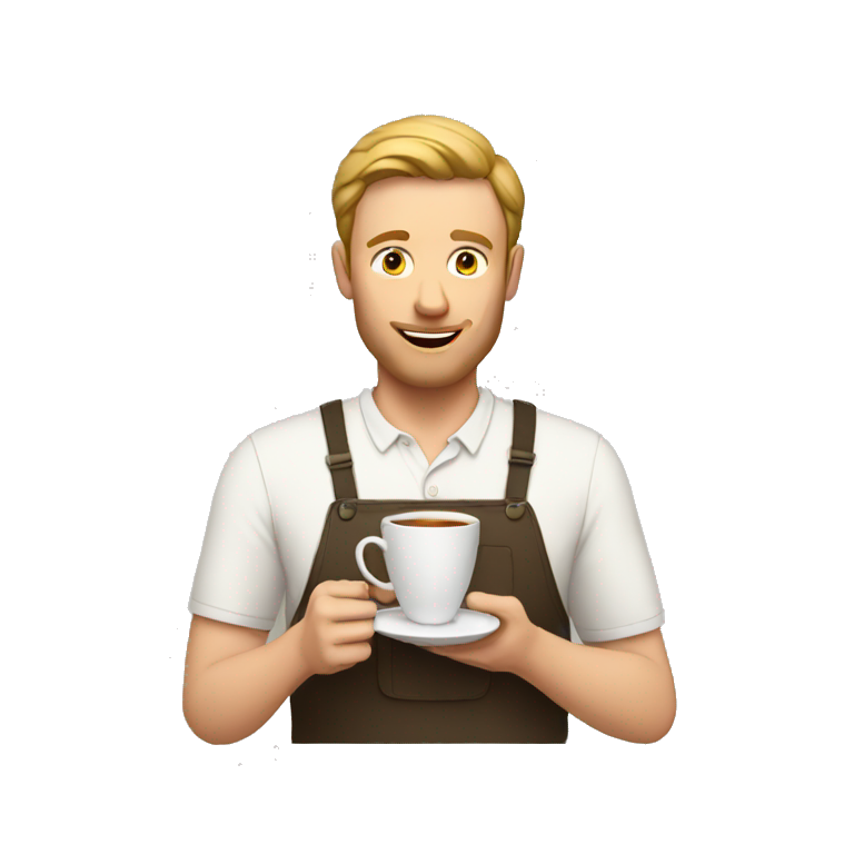 White man holding tea emoji