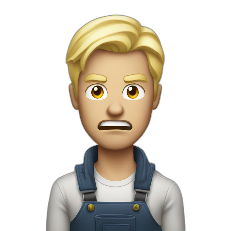 Blonde man angry on iphone emoji