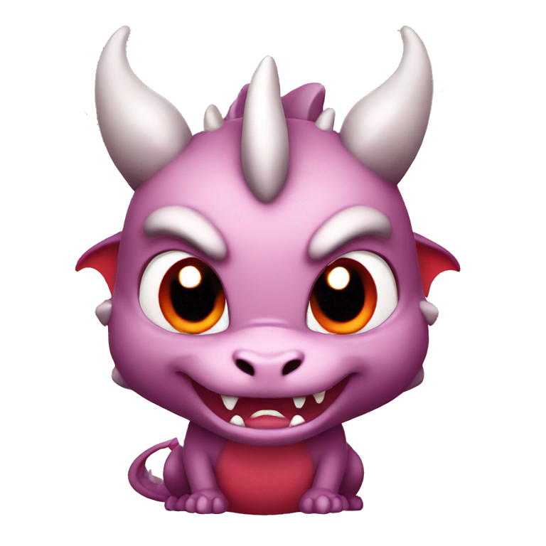 cute red dragon angry expression, chibi emoji