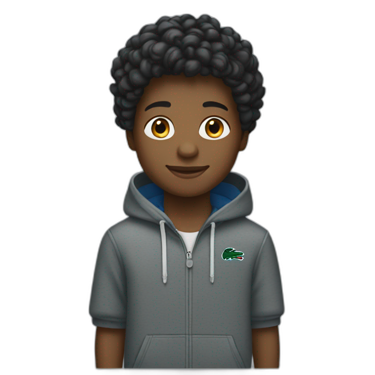 Black boy using lacoste hoodie emoji