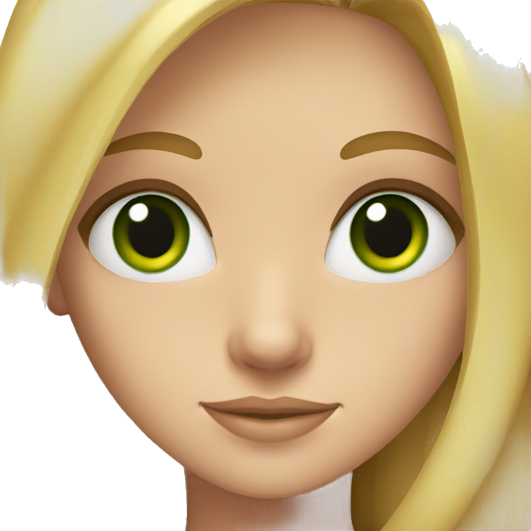 girl with long blonde hair and, green eyes  emoji