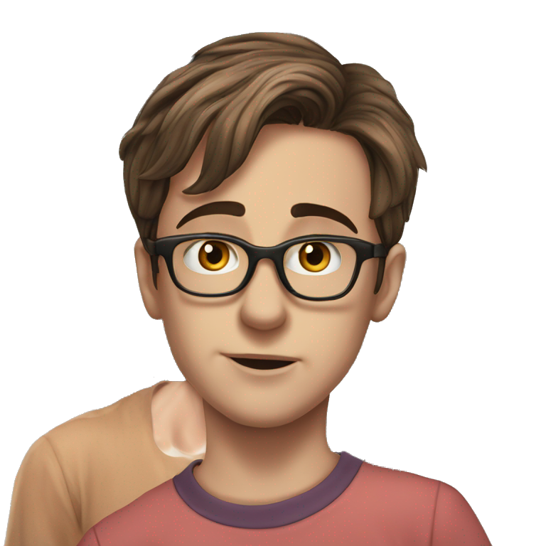 brown hair boy with glasses emoji