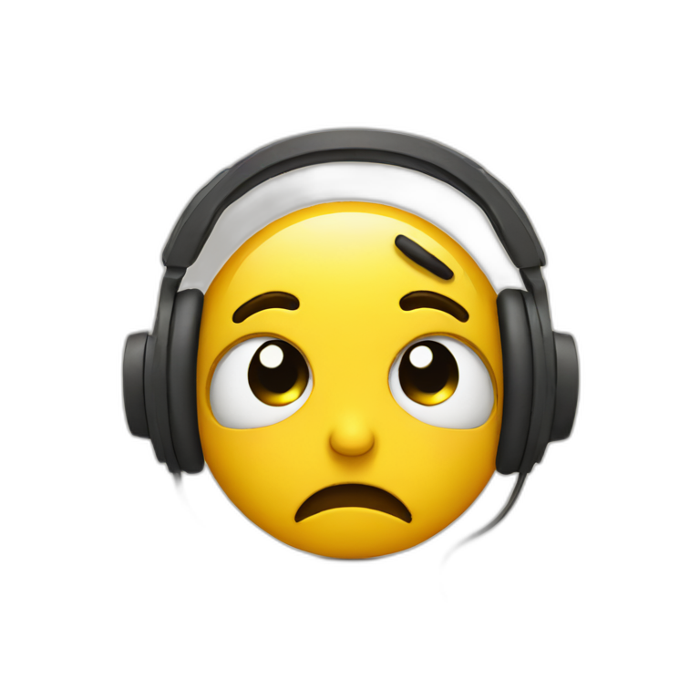 Face with headphones feeling sad emoji