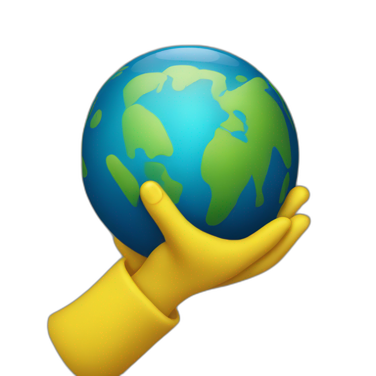 yellow hands holding planet earth emoji