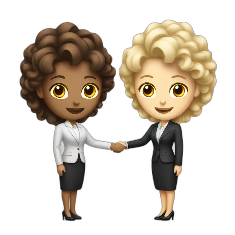 two white business women with different hair colors shaking hands emoji