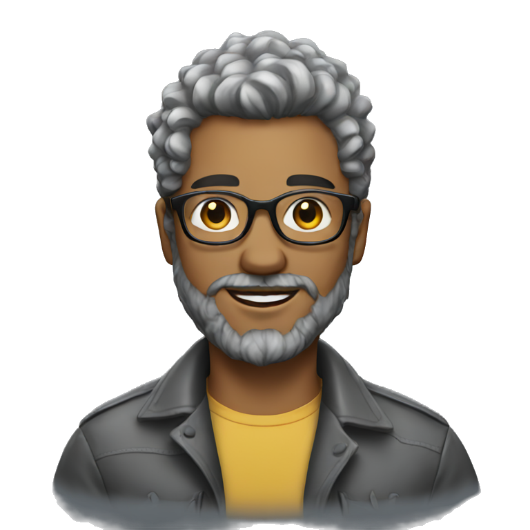 Young man with glasses and salt and pepper hair and beard  emoji