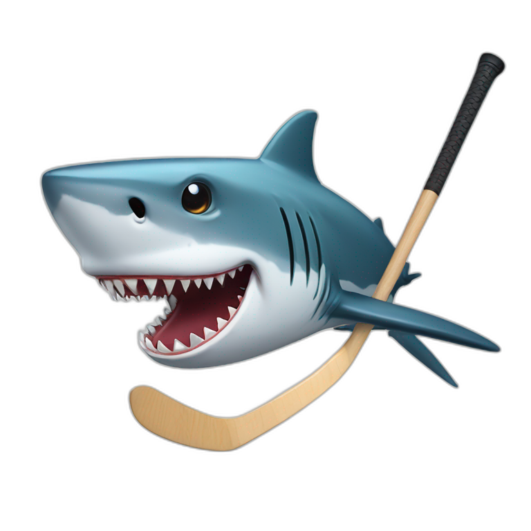 shark biting a hockey stick emoji